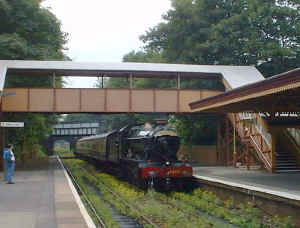 The Shakespear Express. Burton Agnes Hall passing through Hall Green station.